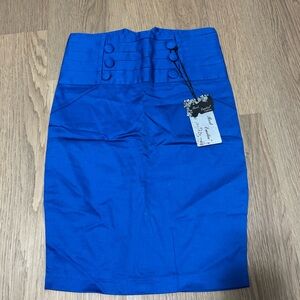 WOMENS BLUE ZIP UP SKIRT